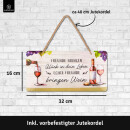 LANOLU Kordelschilder Echte Freunde bringen Wein 16x32cm