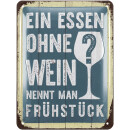 LANOLU Retro Blechschild Essen ohne Wein -...