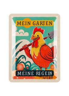 LANOLU Retro Blechschild Mein Garten meine Regeln Blechschilder Garten mit Sprüchen Gärtner Geschenke, 15x20cm