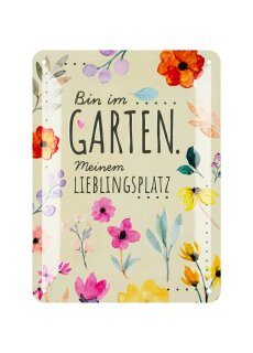 LANOLU Retro Blechschild Ab hier lächeln, Blechschilder Garten mit Sprüchen, nostalgische Dekoration als Gärtner Geschenke, 15x20cm