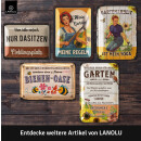 LANOLU Retro Blechschild Ab hier lächeln, Blechschilder Garten mit Sprüchen, nostalgische Dekoration als Gärtner Geschenke, 15x20cm