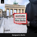Nostalgie DDR Blechschild retro - Achtung Sie verlassen jetzt West-Berlin Schild - Checkpoint Charlie Souvenirs 15x20cm
