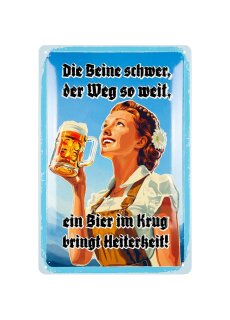 LANOLU Retro Blechschild Die Beine schwer der Weg so weit 20x30cm