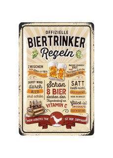 LANOLU Retro Blechschild Biertrinker Regeln 20x30cm