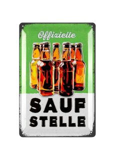 LANOLU Retro Blechschild Saufstelle 20x30cm