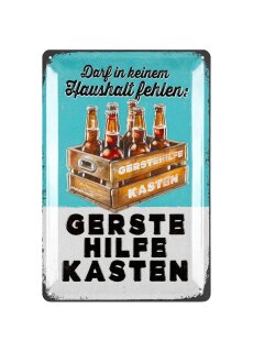 LANOLU Retro Blechschild Gerstehilfe Kasten 20x30cm