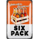 LANOLU Retro Blechschild Six Pack 20x30cm