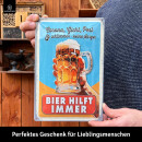 LANOLU Retro Blechschild Corona Gicht und schlimmer Bier hilft immer 20x30cm