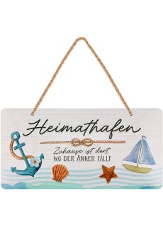 LANOLU Kordelschild Heimathafen 16x32cm