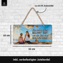 LANOLU Kordelschild Das Leben beginnt dort wo die Zeit die Bedeutung verliert 16x32cm