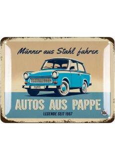 LANOLU Retro Blechschild Trabant Pappe 15x20cm