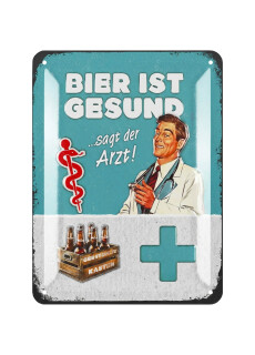 LANOLU Blechschild Bier ist gesund sagt der Arzt 15x20cm