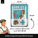 LANOLU Blechschild Bier ist gesund sagt der Arzt 15x20cm