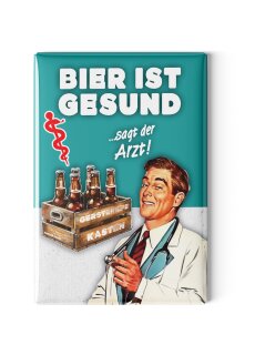 LANOLU Kühlschrankmagnete lustig- Bier ist gesund sagt der Arzt-  lustige Magnete mit Sprüchen und witzigen Motiven 8x5,5cm
