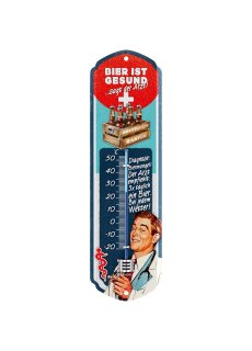 LANOLU Thermometer Bier ist gesund sagt der Arzt 8x28cm