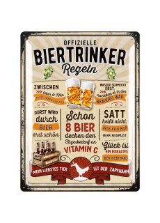 LANOLU Retro Blechschild Biertrinker Regeln 30x40cm