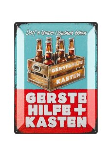 LANOLU Retro Blechschild Gerstehilfe Kasten 30x40cm