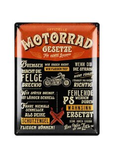 LANOLU Blechschild Motorrad Gesetze 30x40cm