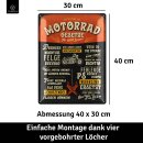 LANOLU Blechschild Motorrad Gesetze 30x40cm