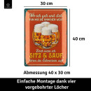 LANOLU Blechschild Wo ich geh und steh tun mir die Knochen weh 30x40cm