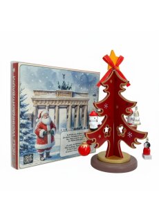 Zimtberg ZB014 - Tannenbaum Holz, rot- Schmuck 2 fach, 16cm