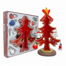 Zimtberg ZB014 - Tannenbaum Holz, rot- Schmuck 2 fach, 16cm