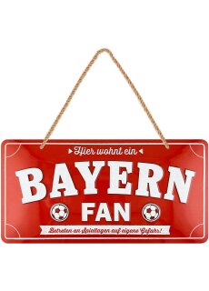 LANOLU Kordelschild Hier wohnt ein BAYERN Fan 16x32cm
