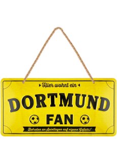 LANOLU Kordelschild Hier wohnt ein DORTMUND Fan 16x32cm
