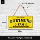 LANOLU Kordelschild Hier wohnt ein DORTMUND Fan 16x32cm