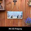 LANOLU Kordelschild Glück KATZE anfassen 16x32cm