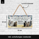 LANOLU Kordelschild Glück KATZE anfassen 16x32cm