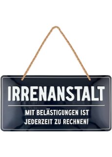 LANOLU Kordelschild Irrenanstalt 16x32cm