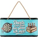 LANOLU Kordelschild Darts+Bier das gönn ich mir 16x32cm