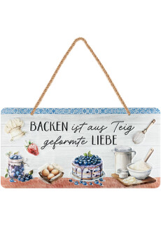 LANOLU Kordelschild Backen ist aus Teig geformte Liebe 16x32cm