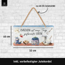 LANOLU Kordelschild Backen ist aus Teig geformte Liebe 16x32cm