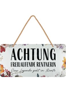 LANOLU Kordelschild Achtung freilaufende Renterin 16x32cm