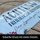 LANOLU Kordelschild Achtung freilaufende Renterin 16x32cm