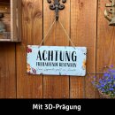 LANOLU Kordelschild Achtung freilaufende Renterin 16x32cm