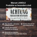 LANOLU Kordelschild Achtung freilaufende Renterin 16x32cm