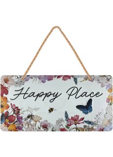 LANOLU Kordelschild Happy Place 16x32cm