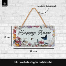 LANOLU Kordelschild Happy Place 16x32cm