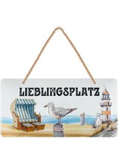 LANOLU Kordelschild Lieblingsplatz Strandkorb 16x32cm
