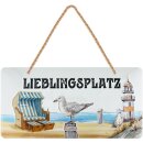 LANOLU Kordelschild Lieblingsplatz Strandkorb 16x32cm