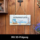 LANOLU Kordelschild Lieblingsplatz Strandkorb 16x32cm