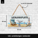 LANOLU Kordelschild Lieblingsplatz Strandkorb 16x32cm