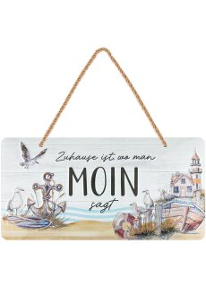 LANOLU Kordelschild Zuhause ist, wo man Moin sagt 16x32cm
