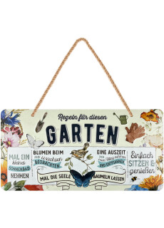 LANOLU Kordelschild Regeln für diesen Garten 16x32cm