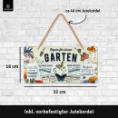 LANOLU Kordelschild Regeln für diesen Garten 16x32cm