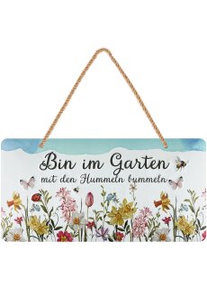 LANOLU Kordelschild Bin im Garten mit den Hummeln bummeln 16x32cm