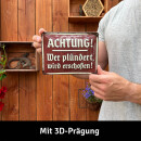LANOLU retro Blechschild Achtung Plünderer, lustiges...